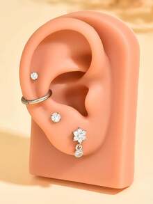8/4 pièces Ensemble de boucles d'oreilles pour femmes, convient à tous les piercings d'oreille | Boucles d'oreilles à pendentif en zircone + anneaux pour cartilage, convient pour le bord de l'oreille, l'hélix, le lobe | Boucles d'oreilles à zircone scintillante en couches, cadeau pour usage quotidien, fête, vacances #Boucles d'oreilles en couches - Ensemble 4 - Voir 6