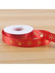 2.5cm*25yards Satin Ribbon, Wine Red, Dark Green, Red, Christmas Series Metallic Ribbon, Suitable For Flower Decoration, Cake Packaging, Gift Wrapping, DIY Bow (May Have Slight Creases That Do Not Affect Normal Use)