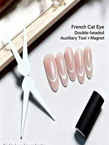 2 件套 X 形猫眼美甲磁铁套装打造法式指甲风格，双头铁片磁性美甲配件工具，美甲猫眼胶辅助工具美甲用品 - 彩色 - 查看 3