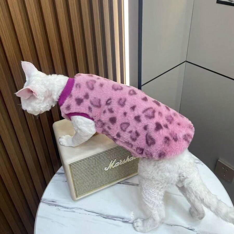秋冬季宠物猫咪卫衣,保暖亲肤,适合缅因猫、斯芬克斯猫、德文卷毛猫等无毛品种,加厚仿毛皮内衬 - 藍色 - 查看 1