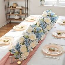 2 Pack Flower Centerpieces For Tables -Wedding Arch Artificial Flowers Blue Arrangements Center Piece For Reception, Living Room, Kitchen, Dining Table Runner Decorations - Baby Blue - View 1