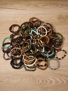 5/45pcs Random Color Handmade Beaded Bracelets, Personalized Christmas Small Gift - Multicolor - View 8