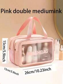 3pcs/Set Travel Makeup Bag, PVC Waterproof Toiletry Bag, Makeup Brush Organizer, Cosmetic Bag, Dry & Wet Separation, Holiday Travel Essentials, Perfume Case, Makeup Pouch, Multifunctional Luggage Bag Cosmetics, Skincare, Eyebrow Pencil, Powder Puff, Comb, Nail Polish, Manicure, Jewelry, Perfume, Stationery, Digital Product Storage, For Holiday Beach, Bathroom Collection, Bedroom Collection, Large Capacity