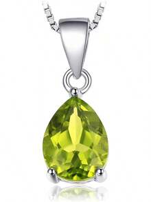 8-1,5 ct birnenförmige grüne Peridot-Halskette