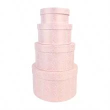 Set de 4 cutii cadou rotunde cu model de trandafiri, hârtie imprimată elegantă, design revigorant cu mai multe straturi și capacitate, DIY și stivuibil, potrivit pentru cadouri de ziua de naștere, nuntă, sărbători - Multicolor - Vizualizare 16