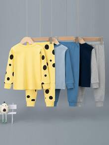 6pcs/Set Boys' Cartoon Dinosaur Print Pajama Set, Long Sleeve Top And Long Pants Homewear Sleepwear - Multicolor - View 2