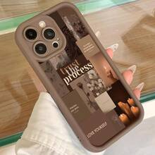 Fashion Flower Pattern Phone Case, Cute Design Phone Protective Cover, Phone Accessory Compatible With IPhone - Coffee Brown - View 5