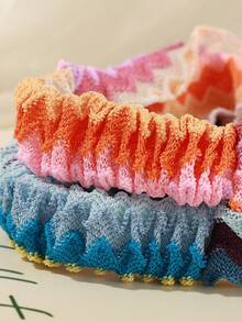 1pc Retro Colorful Striped Wavy Knitted Headband, Wide Boho Style Hair Accessory Suitable For Daily Life, Autumn Outdoor Activities Winter Scarf Warm Hair Bands Women Bandanas Women Hair Accessories - Multicolor - View 3