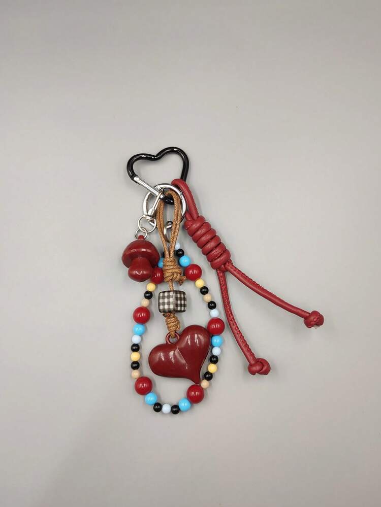 1 pieza Accesorio de bolso con dije de estrella plateada, llavero para mujer - Rojo - Añade 1