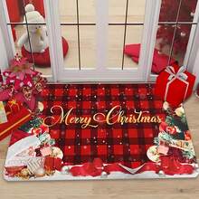 1/2/3 Pcs Thickened 0.47 Inch/1.2 Cm Buffalo Plaid Christmas Red Kitchen Floor Mat, Christmas Tree Winter Floor Mat, Machine Washable Polyester Carpet, Suitable For Holiday Party Decoration - Multicolor - View 17