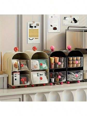 2-Tier Acrylic Coffee Station Organizer - Storage Box For Capsules, Tea Bags, Snacks And Stationery - Ideal Home And Office Countertop Organizer, Coffee Station Caddy | Modern Kitchen Storage | Durable Acrylic Material