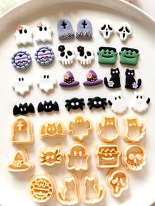 1/2/14 件万圣节粘土切割器，用于珠宝制作，哥特式南瓜骷髅耳环粘土工具，用于 DIY 饰品手工工艺品，帽子蜘蛛聚合物粘土模具，珠宝制作套件 - Clay Cutter - 查看 1