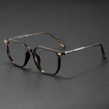 1 Pair Men's Square Fashionable Retro Business TR Metal Full-Rim Multi-Color Blue Light Blocking Glasses, Suitable For Computer Office, Decoration, Student Study, Reading, Anti-Blue Light, Business Meetings, Running, Gaming, Driving