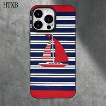 Fundas protectoras de imitación con orificios grandes en color azul y rojo con diseño de velero, compatibles con phone 16 Pro Max, 16, 15 Pro, 14, 14 Plus/14 Pro Max, 13, 13 Pro, 12 Pro y 11/11 Pro. Regalos para cumpleaños y festividades - Negro - Ver 7