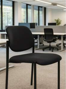 Silla de oficina de visita apilable tapizada en tela modelo SKY - Negro - Ver 2