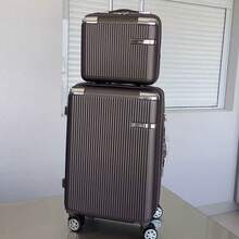 Carry-On Luggage Kit + Toiletry Bag, High Quality, 4 Double Wheels 360 Degree Rotation/ Travel Suitcase - Cà phê nâu - Xem 1