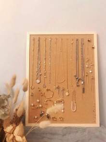 Bảng thông báo bằng bần đa năng có khung gỗ - Lý tưởng để lưu trữ trang sức, trưng bày ảnh và ghi chú, sắp xếp dễ thương cho phòng ngủ và phòng học - trắng - Xem 5