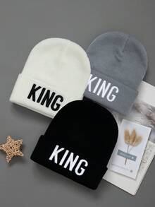 1/2/3件装字母刺绣时尚优质防风针织帽，男女通用嘻哈风弹力帽 - 彩色 - 查看 20