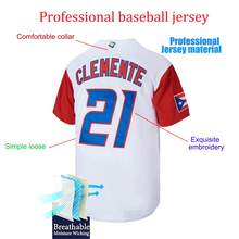 MEAN MACHINE Men's #21 Puerto Rico Roberto Clemente White Baseball Jersey,Letter Embroidery World Baseball Classic Jersey,Game Day Gift - 白色 - 查看 2