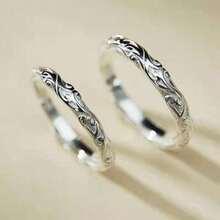 Retro Exquisite Ring, Double Ring Design, Smart Roll Pattern Engraved On The Surface, Simple And Charming, Suitable For Daily Wear And Birthdays And Anniversaries - bạc - Xem 5