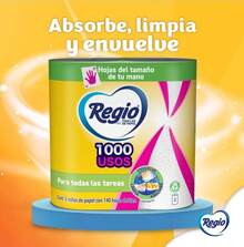 Regio Toalla de Papel 1000 Usos 12 Rollos De 140 hojas dobles c/u - 12 rollos - Ver 5