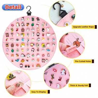 1pc Round Hanging Brooch Pin Display Holder, Wall Pin Collection Storage Organizer, Cute Pin Banner, For Storing Jewelry, Earrings, Pendants, Home Decor And Festival Gift Ideas (Pins Not Included)