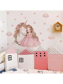 1/ 2 Sheets Cute Princess Teddy Bear Wall Stickers - 4 Styles Princess Decals,Removable Nursery Decals For Baby Girl Room Decor, Pink Gold Theme, Dreamy Wall Art & Cute Animal Stickers & Stars Clouds Balloons Design - Multicolor - View 9