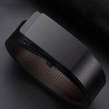 High Quality Men's Automatic Buckle PU Leather Belt, Minimalist & Fashionable, Suitable For Various Formal Occasions