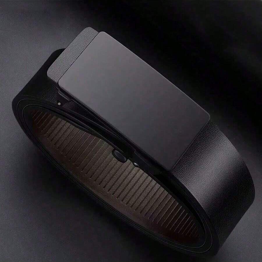 High Quality Men's Automatic Buckle PU Leather Belt, Minimalist & Fashionable, Suitable For Various Formal Occasions