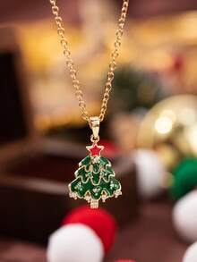 1pc Fashionable, Versatile & Elegant Christmas Element Design Necklace Jewelry, Suitable For Holiday Parties, Banquets, Can Be A Surprise Christmas Gift For Family, Friends, Mother, Wife, Lover