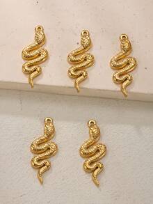 5 piezas Colgante con forma de serpiente, chapado en oro de 18K, acero inoxidable, collar, aretes, joyería de estilo punk, para hombres y mujeres, accesorios de moda DIY para decoración de fiestas