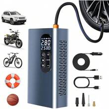 Compresor de Aire Portátil para Auto,Inflador de Llantas Eléctrica, 150 PSI Bomba de Aire Inalámbrica con LED Inteligente para Inflar y Presurizar Bicicletas, Autos, Motos y Balones - 2 en 1 - Ver 2