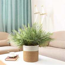 سلة حبال الخيش لنباتات 1 قطعة، سلة تخزين محاكة حديثة لأصيص زهور 10 بوصة للأرضيات والنباتات الداخلية، سلة تنظيم تخزين الحبال، ديكور منزلي ريفي، خطوط بيضاء وبيج