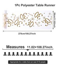 1 قطعة عداء طاولة ذهبي مطبوع بالحرارة لحفلة عيد الميلاد، علم طاولة لحفلة عيد الميلاد 18/30/40/50/60، غطاء طاولة من شبكة البوليستر المطلي بالذهب مقاس 28*275 سم، ديكور حفلة عيد الميلاد والذكرى السنوية، منشفة طاولة عيد الميلاد، ديكور المنزل، ديكور الطاولة، ديكور المطبخ والمائدة، زينة الصحون والأطباق، ديكور ذهبي، عيد الميلاد