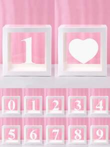 1pc 25cm White Number Transparent Box(Box&Letter), Transparent Balloon Box Gift Box, DIY Free Combination Numbers,Birthday Party Background Decoration Box, 1st Birthday Party Scene Setting Number Box, Babe Shower Decoration, Transparent Balloon Box Gift Box, Gender Reveal Party Decor Balloon Box, Room Decor Balloon Storage Box, Party Background Photography Props, Party Favor