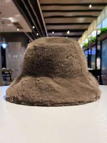 1pc Women's Autumn/Winter Plush Thickened Warm Faux Mink Fur Bucket Hat, Casual Versatile Knit Cap Suitable For Daily Use Winter Warm - Multicolor - View 6