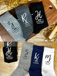 Personalized Custom Socks, Funny Wedding Groomsmen Socks, Custom Printed Socks, Personalized Groomsmen Socks, Unique Christmas Gift Idea, Funny Party Socks, Customized Name Socks, Novelty Wedding Favor, Creative Stocking Stuffer, Personalized Gift For Him, Custom Party Team Socks, Holiday Gift Idea, Unique Party Favor, Custom Name Socks, Creative Gift For Birthday Or Christmas ,ElevatedAthleisure - Multicolor - View 5