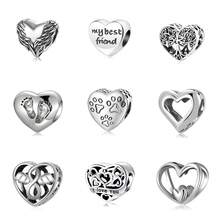 1 pièce Pendentif DIY en argent sterling S925 minimaliste avec zircone, cœur creux, arbre de vie, ailes d'ange, empreinte de patte. Convient pour le port quotidien des femmes/filles, cadeau d'anniversaire/fête