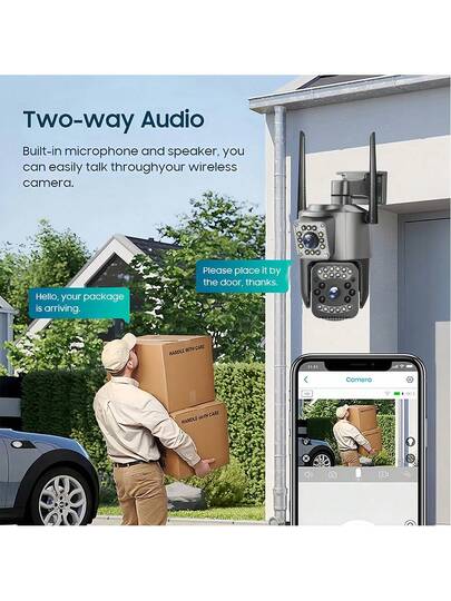 SWVW 4K 8MP 10X Zoom Dual Lens 4G IP Camera Night Vision Ai Human Detect PTZ Outdoor Video Camara Wireless V380 Pro CCTV Security Protection,Supports Sim Card RJ 45 Connection,4G Indoor Home view 6