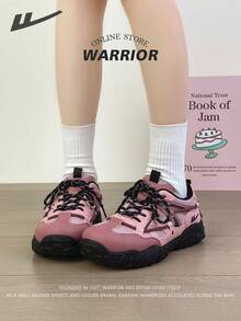 Nuevos zapatos deportivos casuales para mujer de la serie Warrior 2025 Otoño, de cordones dobles y parte superior baja, color rosa, transpirables, suela blanda, ligeros, duraderos, adecuados para correr al aire libre, uso estudiantil en el campus y desplazamientos diarios