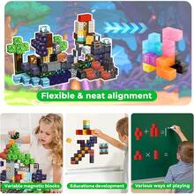 90/150PCS Magnetic Blocks Adventure At Lava World Blocks Set - Magnetic Cubes Building Blocks Toys For Halloween Christmas Birthday Gift - STEM Sensory Toys For 3+ Years Old Girl Boys - Multicolor - View 6