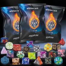 7颗/套随机多面骰子 - 神秘骰子套装，惊喜骰子袋，款式多样，随机D&D骰子和骰子袋，适用于角色扮演游戏、万智牌等桌面游戏，情人节、节日和生日的完美礼物，充满惊喜！ - 彩色 - 查看 18