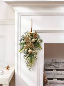 1 Stück 42CM(H) künstliche Weihnachtsblume, elektroplattierte Kugel, Kiefernnadel Wandbehang, nordischer Stil Weihnachts Heim Wohnzimmer Kamin Dekoration, Heim, Fenster, Feiertag, Wohnzimmer, Eingangsbereich, Büro Weihnachtsdekoration Heim Dekoration Weihnachtsdekorationen Raumdekoration Winter