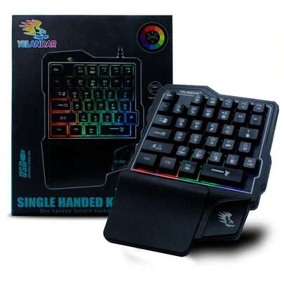 Playbox Electronics Teclado Gamer Una Mano 35 Teclas RGB USB - Reposamuñecas Ergonómico Alta Durabilidad PLAYBOX K7