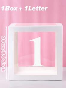 1pc 25cm White Number Transparent Box(Box&Letter), Transparent Balloon Box Gift Box, DIY Free Combination Numbers,Birthday Party Background Decoration Box, 1st Birthday Party Scene Setting Number Box, Babe Shower Decoration, Transparent Balloon Box Gift Box, Gender Reveal Party Decor Balloon Box, Room Decor Balloon Storage Box, Party Background Photography Props, Party Favor
