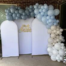 121件蓝色气球拱门套装，灰蓝色和象牙色气球拱门套装，浅蓝色和奶油色气球，适用于婴儿性别揭晓派对、男孩/女孩派对、儿童生日、订婚、婚礼、新娘送礼会、派对装饰 - 彩色 - 查看 6