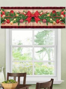 1 pièce Cantonnière de rideau de Noël, rideau court de Joyeux Noël avec cloche de Noël, bonhomme de neige, sapin de Noël et style de vigne à fleurs rouges, rideau de demi-fenêtre, rideau de cuisine de Noël, décoration de fête de Noël, fournitures de fête de Noël, décoration de Noël, décorations de Noël pour la maison, décoration de chambre de Noël, décoration de fenêtre de cuisine, cadeaux de Noël, décorations d'hiver, décoration de salon, décoration de bureau