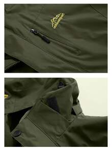 户外软壳外套，三合一可拆卸保暖内衬，防风防水，适合秋冬季节、滑雪等活动 - 軍綠色 - 查看 5