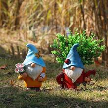 Gnome pitic ghiveci de flori acasă grădină vază în aer liber decor desene animate pitic rășină artizanat decorativ