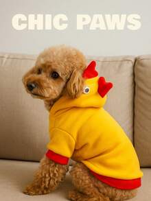 holdhoney 1pc Fashionable Holdhoney Pet Dog/Cat Clothes, Thick Hoodie Sweatshirt, Rooster Transformation, Soft & Comfortable, Autumn/Winter